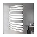 タオルウォーマー ステンレススチール、壁掛け式加熱タオルラック（タオル、バスローブ、毛布用）、高速加熱加熱乾燥ラック、シルバー、有線接続左側のシルバープラグ