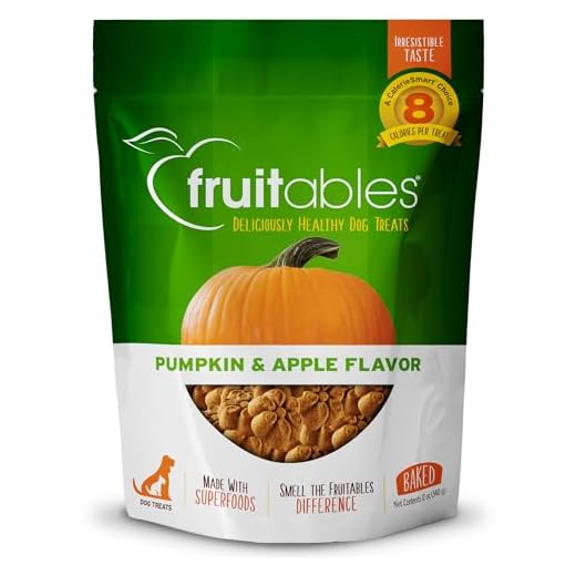 Fruitables Golosinas horneadas para perros, Golosinas de calabaza para perros, saludables bajas en calorías, sin trigo, maíz ni soja - Calabaza y manzana 340g