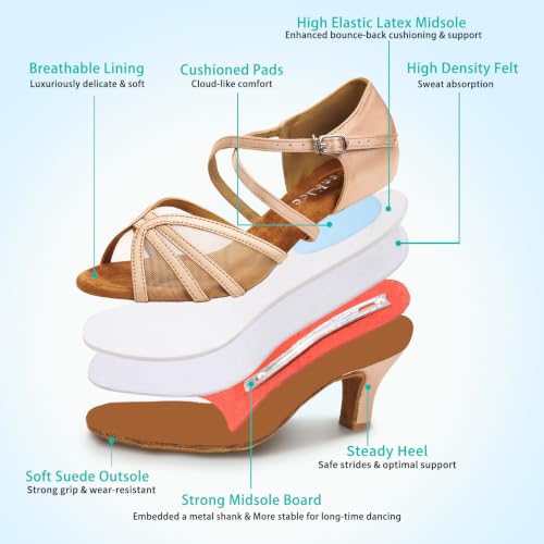 Image of Women's Ballroom Dance Shoes Latin Salsa Dancing Shoes 2.5inch Dance Heel ZB04