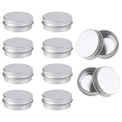 Pack of 10 Aluminum Tin Jars, 15ml Round Cosmetic Sample Metal Tins Storage Jar Containers with Screw Cap for Lip Balm, Cosmetic, Candles, DIY Crafts Cover