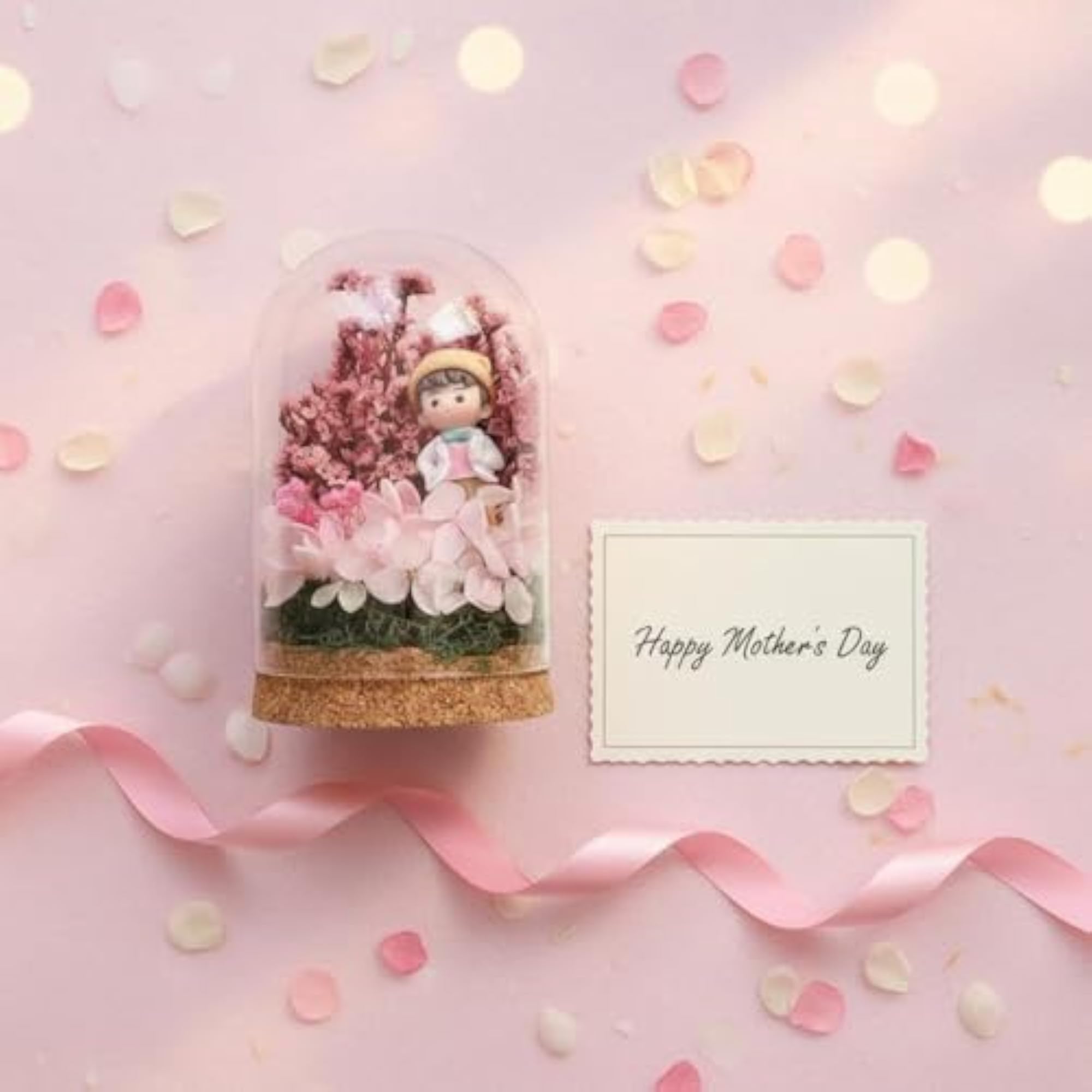 Handmade Gift Preserved Flower Glass Dome Decoration