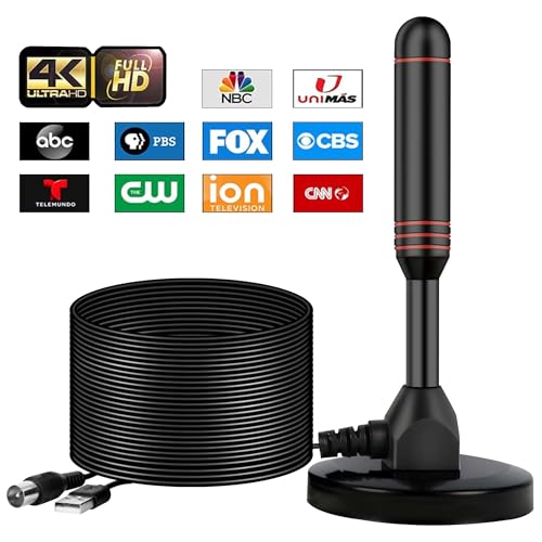 Image of TV Antenna Indoor Antenna for Smart TV with 2 Amplifier Signal Booster for Long Range Reception and All Smart TVs HD Digital Antenna for Local Channels Supports 4K 1080p(Black)
