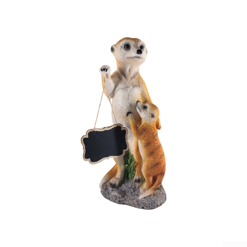 Animal pour sculpture suricate de jardin en résine avec tableau de message lumineux