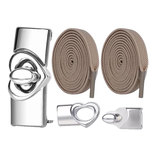 [Mllepjdh] Elastic Not Tie Shoelaces with Decorative Metal Heart Buckle Shoe Strings for Athletic Sneakers Gym Shoe Travel Frien