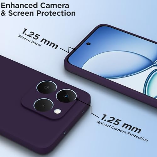 Image of Outlouders Back Cover for Realme 15T 5G / Realme Narzo 90 5G | Camera Protection | Durable Soft Matte Silicone Bumper Case (Purple)