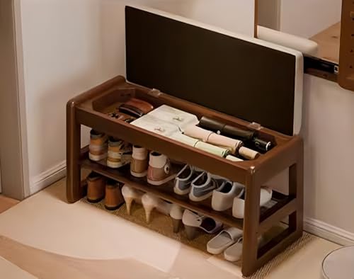 Gamire 玄関ベンチ 収納ベンチ 靴棚 木製 耐荷重 厚い手 頑丈 長椅子 おしゃれ 北欧 シューズラック 省スペース コンパクト 掃除が簡単 玄関椅子 鞋? シューズボックス 雑貨 家具 腰掛け 靴収納 踏み台 寝室適用 屋内 屋外 組み立てが簡単