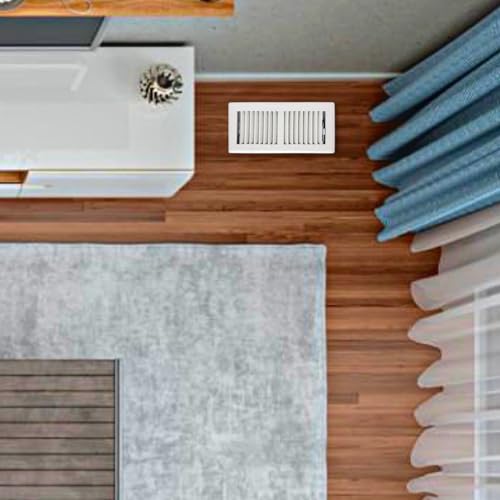 Image of 4 inch x 10 inch White Floor Register 2 Way - Stamped Face Steel Vent Cover, HVAC Floor Grille for AC Heat, Fits 4x10 Duct Opening, Heavy Duty Metal Register, 4 Pack