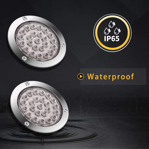 NEW SUN® High Visible 4" Round Trailer Tail Lights Kit, Super Bright 24 LED 12V Grommet & Plug Includeds, Compatible with Jeep, Trucks, RV, 6 Pcs Kit Pack (2 Amber 2 Clear 2 Red) by NEW SUN - Image 6