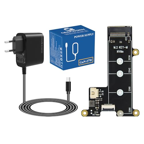 Geekworm X1001 PCIe NVMe HAT carte d'extension avec chargeur secteur 5V 5A pour Pi5