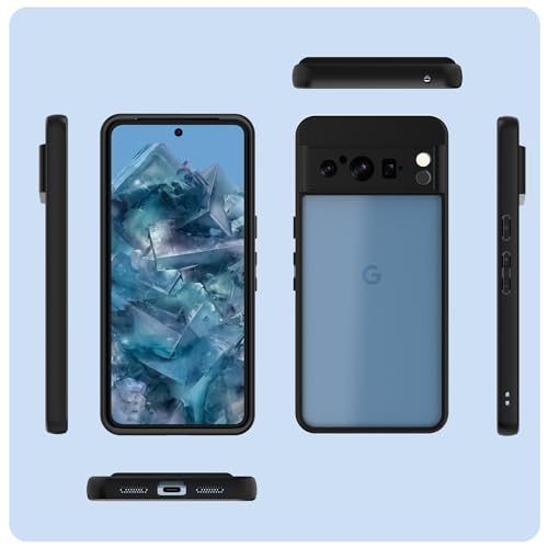 Image of KAPAVER for Google Pixel 8 Pro 5G Back Case[Anti-Fingerprints ][Anti-Scratch] Frosted Translucent Shockproof Slim Cover (Black)