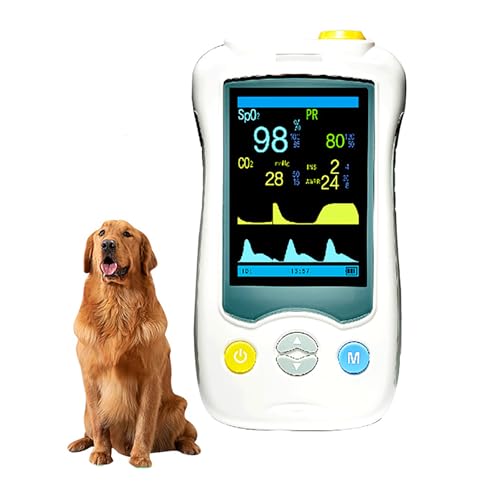 Veterinary Pulse Oximeter, Handheld Animal Oxygen Monitor, SPO2 Pulse Rate Monitor Ear/Tongue SPO2 Sensor, Easy To Use & Accurate,Battery Powered, for Use In Family and Pet Hospital Etc