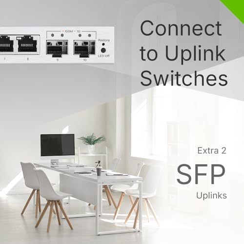 Image of Zyxel 8-Port Network Switch | Web Managed Gigabit Ethernet Splitter | 8X GbE + 2X SFP Ports | QoS, Link Aggregation, VLAN, IGMP Snooping | Fanless | Desktop | GS1200-10v3