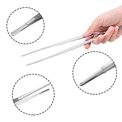 2 Pcs 12-Inch Tweezer Tongs,Kitchen Tweezer Tongs,Extra-Long Stainless Steel Tweezers Tongs,Long Food Tongs With Precision Serrated Tips For Cooking,Repairing,Sea Food,Silver Long Bbq Tongs #TOP2