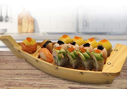 Kichgather 16.5" Wooden Sushi Serving Tray Boat Plate for Restaurant Home by Kichgather - Image 5