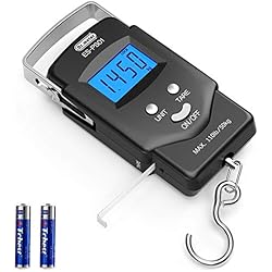 Lugar Para Meter Maletas Bascula pesca, Dr.meter pesa maletas, bascula maletas, Electrónico Digital con Pantalla LCD Retroiluminado 110 Libras / 50kg con Cinta Métrica, 2 Pilas AAA Incluidas