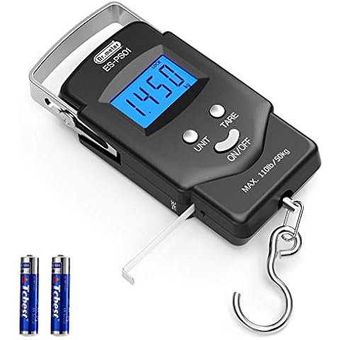 Fishing Scales, Dr.meter luggage scale fishing accessories suitcase weighing scales Electronic Balance Digital Fishing Postal Hanging Hook Scale with Measuring Tape with Backlit LCD Display Cover