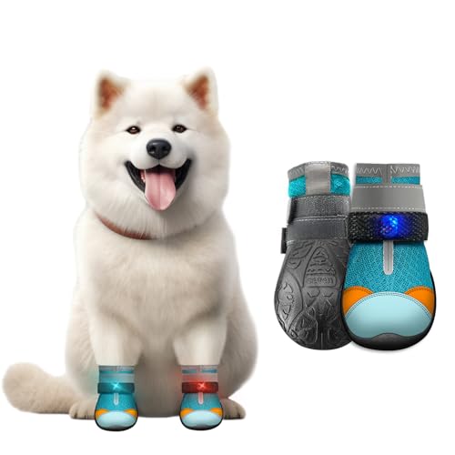 Breathable Shiny Boots for Dog Cats Night Walking Light Up Shoes for Dogs Cats Motion-Activated Visibility Pet Shoe (2 Pcs Shoes, 6)