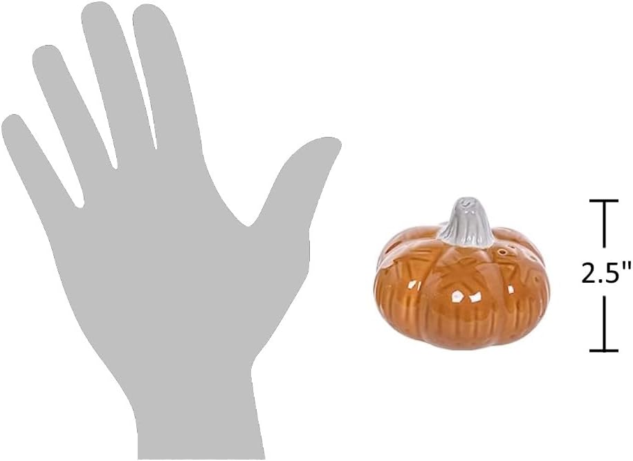 Miniatura 2 de The Bridge Collection Salero y pimentero de cerámica de calabaza, salero y pimentero de otoño, decoración de mesa de cocina para el país, granja,