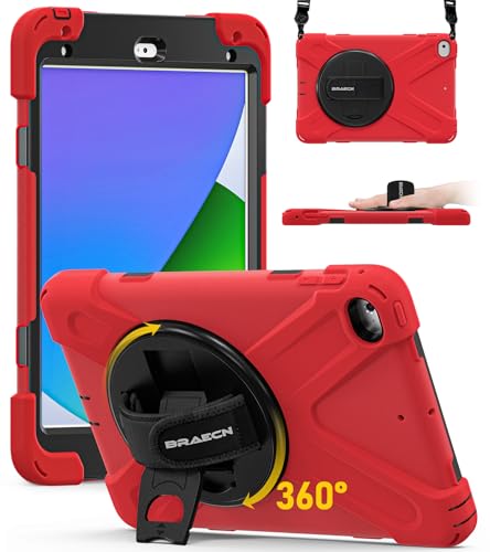 BRAECN for iPad mini 5th&Mini 4th Gen Kids Case,with 360 Rotating Hand Strap/Stand &Shoulder Strap,Protection Rugged Heavy Duty Coverfor iPad mini 5th/4th Gen 7.9 inch (Red)