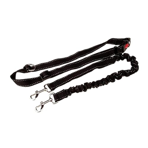 ibasenice Dog Leash Hands for Jogging Comfortable Adjustable Waist Belt Short Leash -100 Lbs Stainless Steel Connector Black