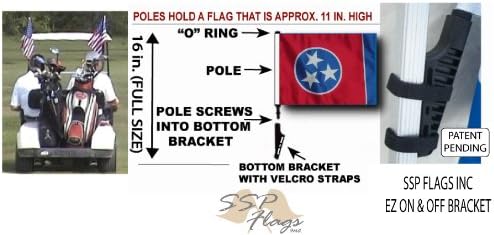 State of Tennessee Golf Cart Flag EZ On & Off Bracket