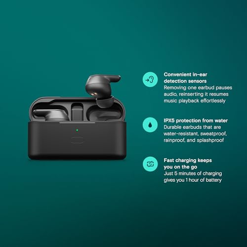 Image of EPOS ADAPT E1 True Wireless Earbuds Black - Hybrid ANC, Multi-Point Bluetooth, Microsoft Teams & Made for iPhone Certified, 50H Battery, Wireless Charging, Semi Open, USB C Dongle IPX5 Water Resistant