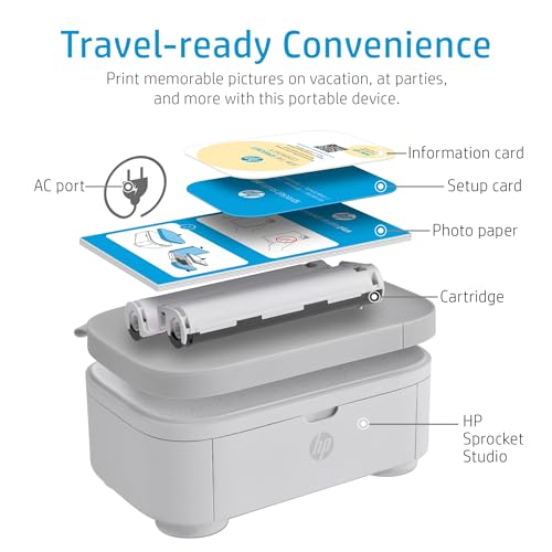 HP Sprocket Studio Plus 4x6" Wireless Instant Photo Printer – Wi-Fi, Premium Dye Sublimation, Compact - Prints Vibrant Color Pictures from iOS & Android Devices - Editing App for Fun, Creative Photos