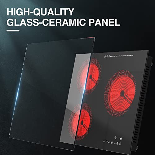 Qtyancy Electric Cooktop, 24 Inch Electric Stove 3 Burners, 9 Heating Levels, Sensor Touch Control, Timer, Kid Lock, 240V Built-In Hot Plate #TOP6