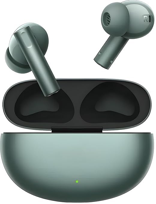 Deep Bass Comfort Fit Wireless Earbuds, Compatible for realme Buds air 6 TWS Earphone, 40 Hours Playback and 46dB Hybrid Noise Cancellation, Bluetooth connectivity 5.4 (Green)