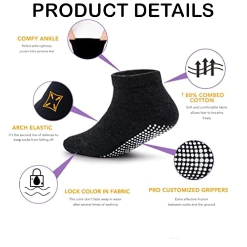 Image of MOMISY Cotton Anti-Skid Baby Girl Boys Toddlers Infant Non Slip Socks-6 Pairs (Dotted, 3 to 5 years)