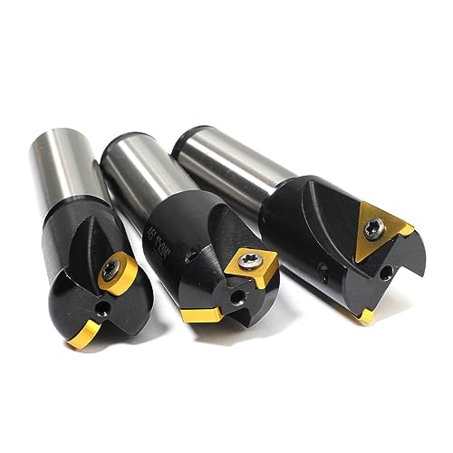 Image of 3 Pcs Little Hogger End Mill Set, 45 Degree, 90 Degree and 3 /16r Mill with 3 /4 inch Shank, 1 inch Head, with 3 Carbide Inserts SNHQ322, RNHQ32, TNGQ322