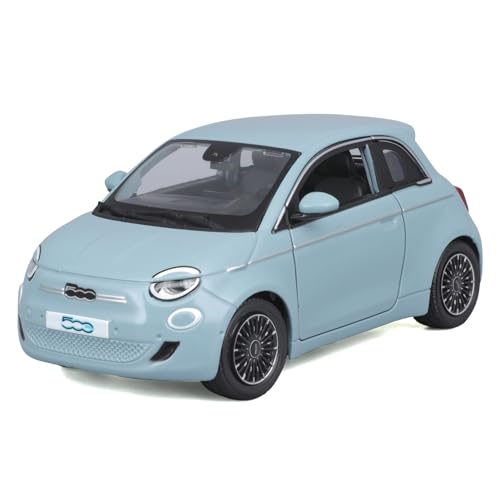 Bburago FIAT 500e, türkis - Modellauto 1:24 - Originalgetreues Sammlerauto Spielzeugauto mit beweglichen Türen, Kofferraum & Haube, ab 3 Jahren (18-21110BL)