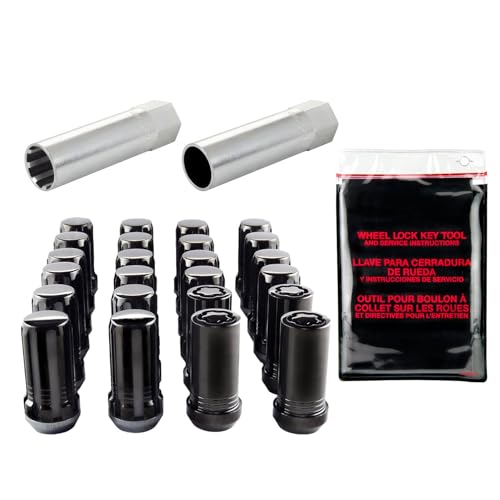 Image of McGard 65630BK Black SplineDrive 6 Lug Wheel Installation Kit (M14 x 1.5 Thread Size); Set of 20 Lug Nuts, 1 Installation Tool, 4 Wheel Locks, 1 Key, Key Storage Pouch