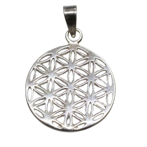 Alylosilver Colgante Flor de la Vida de Plata de Ley 925 para Mujer y Hombre - Collar Amuleto de Geometría Sagrada 16mm - Incluye Cadena de Plata 45cm y Estuche de Regalo - Joyería Hecha en España