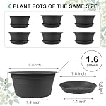 Paquet de 6 10 inch Pot de plantes, Pots de plantes en plastique rond, Pot d'extérieur pour les plantes avec trou de drainage & Saucer de plateau, Décoration Pots de fleurs pour les plantes intérieures Maison Jardin Planteurs extérieurs (Gris foncé)