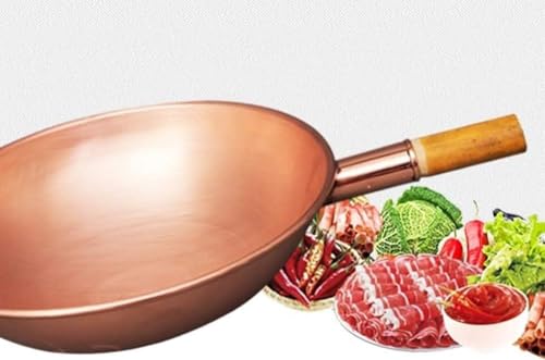 Wok de cobre puro 32 cm con mango largo miniatura 4