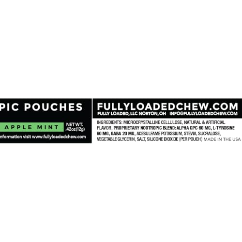 Image of Fully Loaded Alpha Nootropic Pouches (Apple Mint) - 5 Cans - 15 Pouches per can - Effective Nootropic Delivery, Nic Pouch Replacement - Faster Absorption, Alpha GPC, L-Tyrosine, GABA