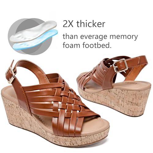 Luoika Women's Wide Width Wedge Sandals, Platform Wedge Pump Heel Ankle Strap Open Toe Women's Sandals Concise Casual Summer Shoes.4