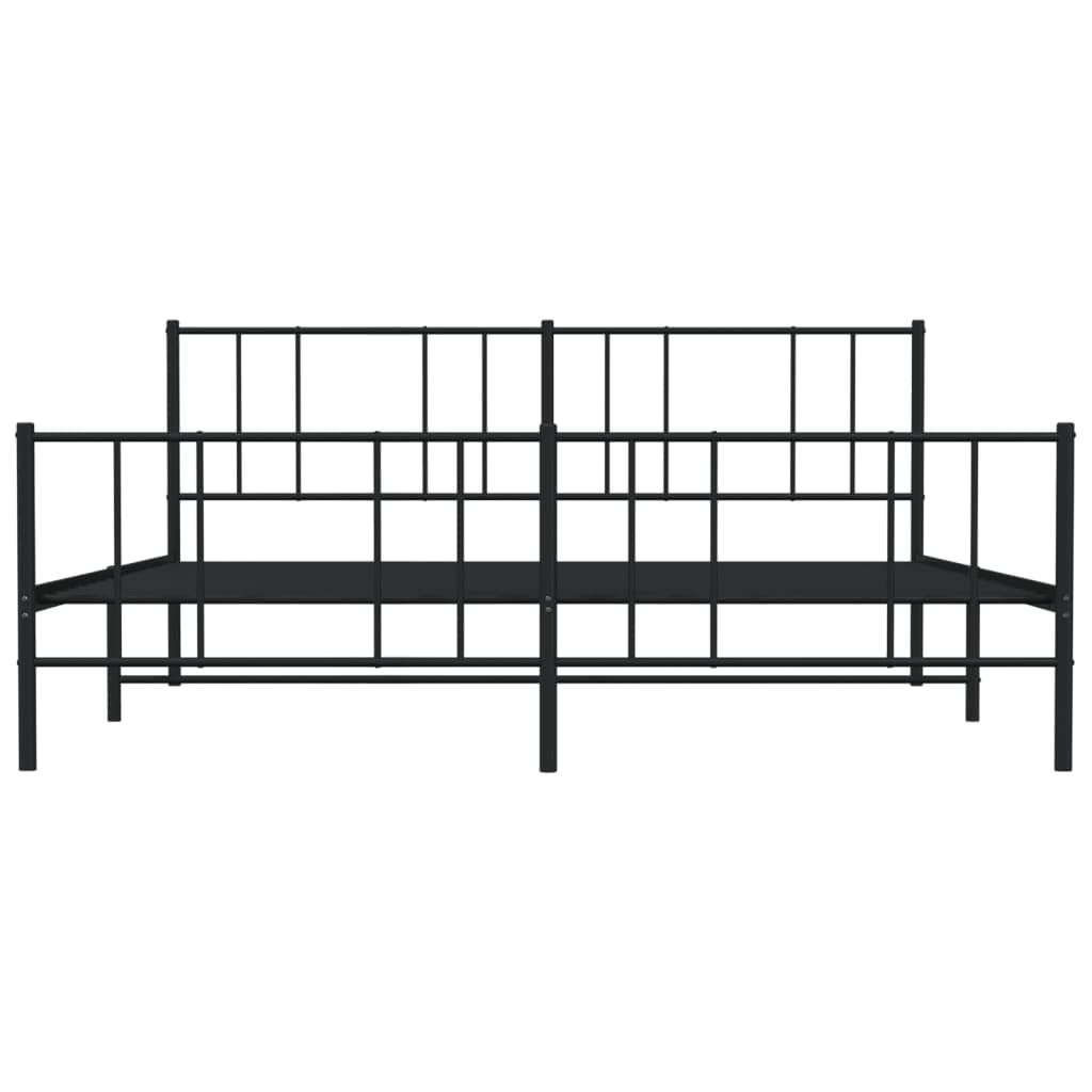 Telaio letto con testiera e pediera in metallo nero 180 x 200 cm Cornice da letto per soggiorno Telaio per camera da letto Struttura del letto dell'hotel Adatto per camera da letto