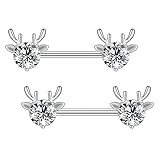 CHARM ONLINE 2PCS 14G 316L Stainless Steel Christmas Nipple Rings Transparent CZ Nipple Circle Animal Nipple Barbell Nipple Piercing Jewelry for Women…