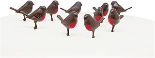 Anniversary House 10pcs Robin Plastic Cake Topper Picks Christmas Cake Decorations, Christmas Cake Toppers, Yule Log Decorations, Traditional Non-Edible Decorations, BX020 UK