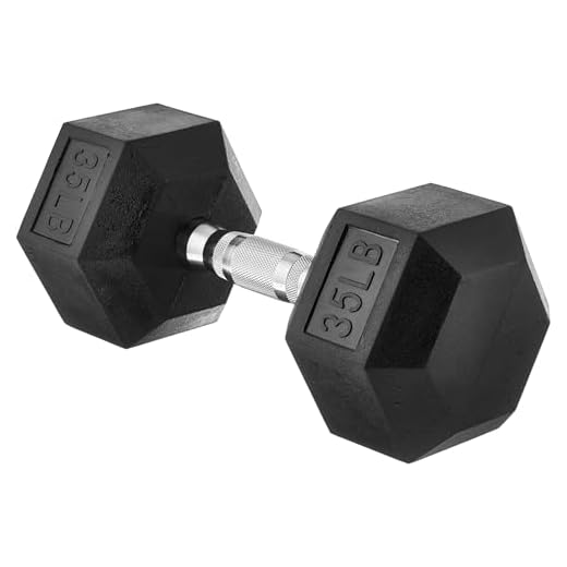 Amazon Basics Rubber Encased Exercise and Fitness Hex Dumbbell Hand Weight for Strength Training, 35-Pound
