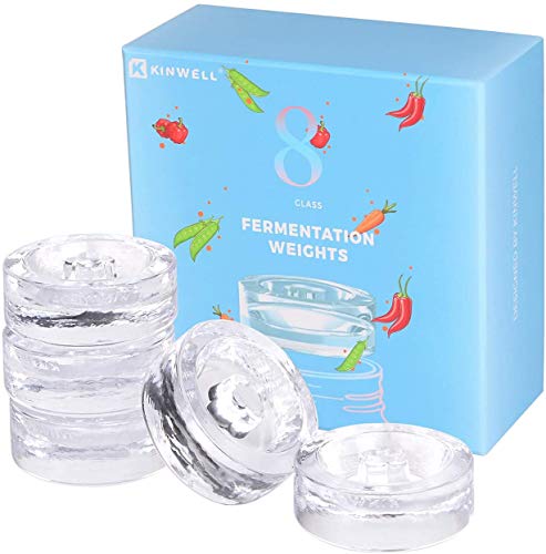 8 PCS Verre de Fermentation Poids Conserves de Choucroute Cornichons Kimchi pour Bocaux Mason à Large Goulot Bouteille de Fermentation Cover