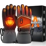 Heated Gloves for Men Women, Upgraded Electric Rechargeable Hand Warmer Ski Gloves with Touchscreen, Waterproof Winter Thermal Gloves for Outdoor Skiing Snowboarding Hunting Hiking