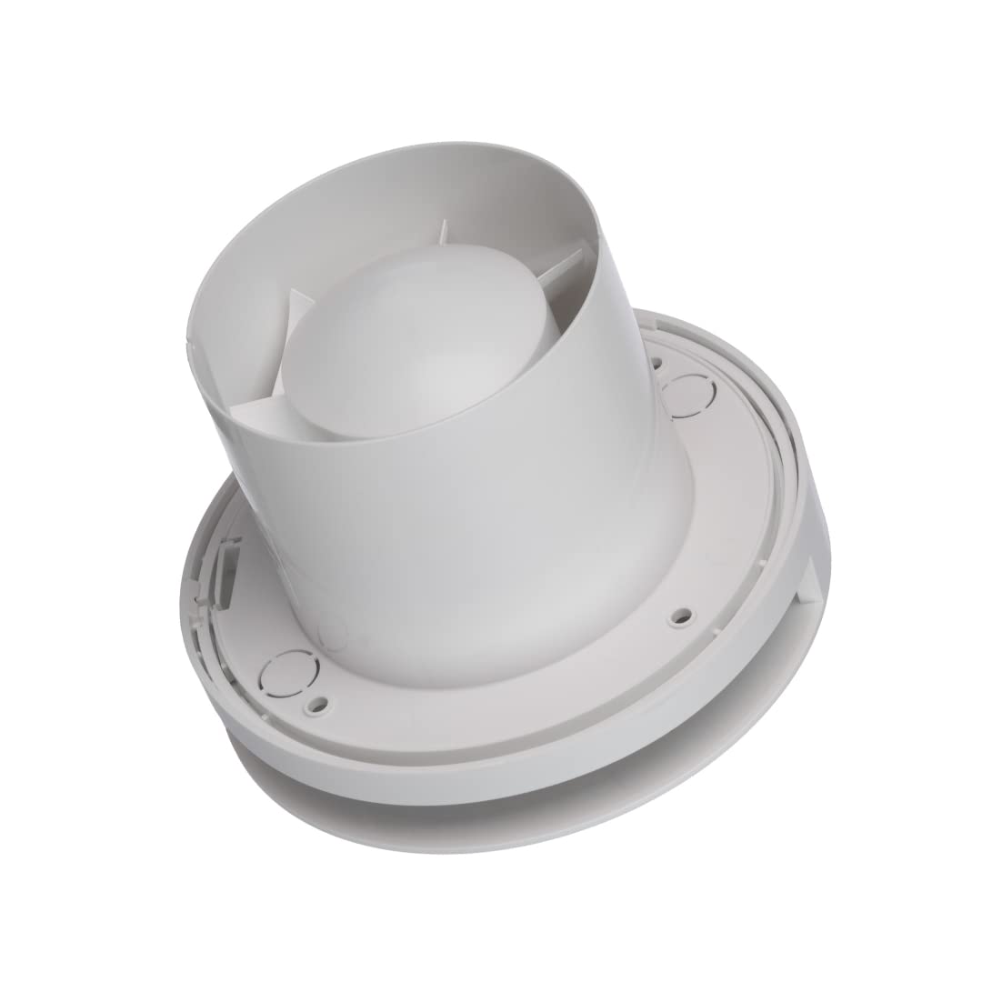 EUROPLAST Ø 100mm Aspiratore Bagno con Timer e Sensore di Umidità - Ventola Aspirazione Bianca - Estrattore Aria - Ventilatore da Parete per Cucina, Garage, WC