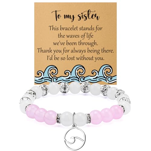 Image of Sisters Bracelets Jewelry Gift for Women Sister Gifts from Brother Bracelet Stretch Bead Sisters Bracelets for Women Sister Birthday Gift Jewelry Anniversary Christmas Valentines Gifts for Friends