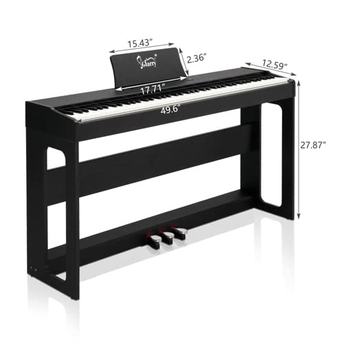 Piano Électrique Numérique 88 avec Toucher Lourd, 128 Rythmes et Tonalités, 3 Pédales Professionnelles, 2 Haut-Parleurs Stéréo de 10 W, Prise en Charge MIDI-USB und Audio Bluetooth, Noir