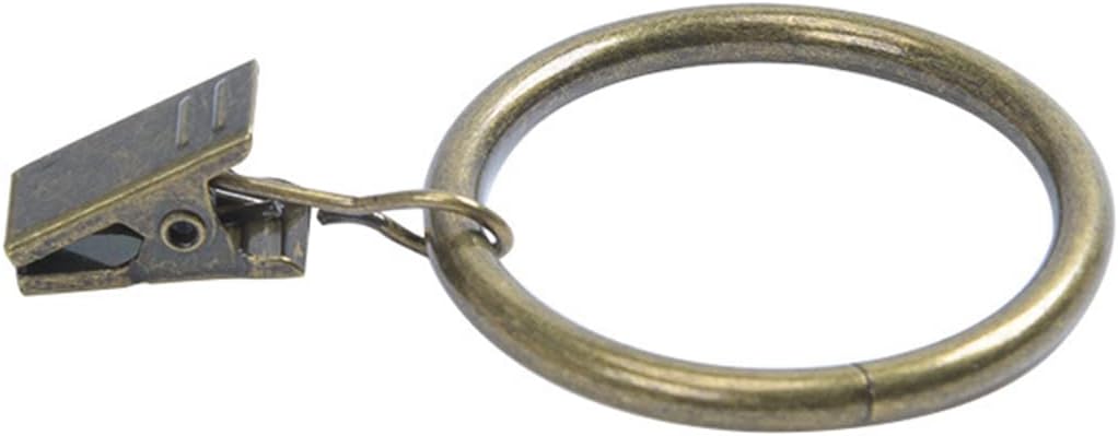 Curtain Rings,Curtain Hooks,Hanging Rings,50Pcs Metal Curtain Rings with Clips Hangers Drapery Clips Hooks for Home Window Decoration Photos Art Craft Displays Rustproof Antique Bronze,3.5mm*32mm ( Co