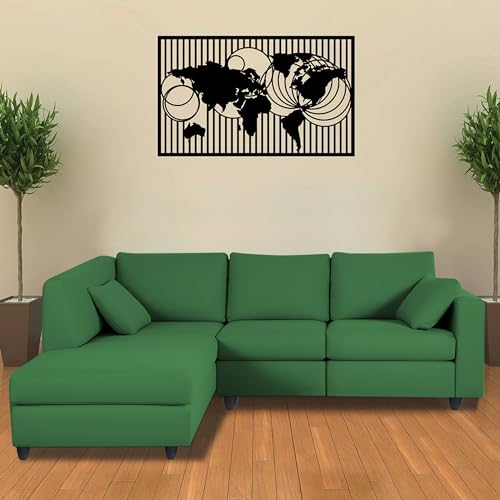 Image of Florian LHS 4 Seater L Shape Sofa Set for Living Room (Green Fabric) Premium Fabric Sofa