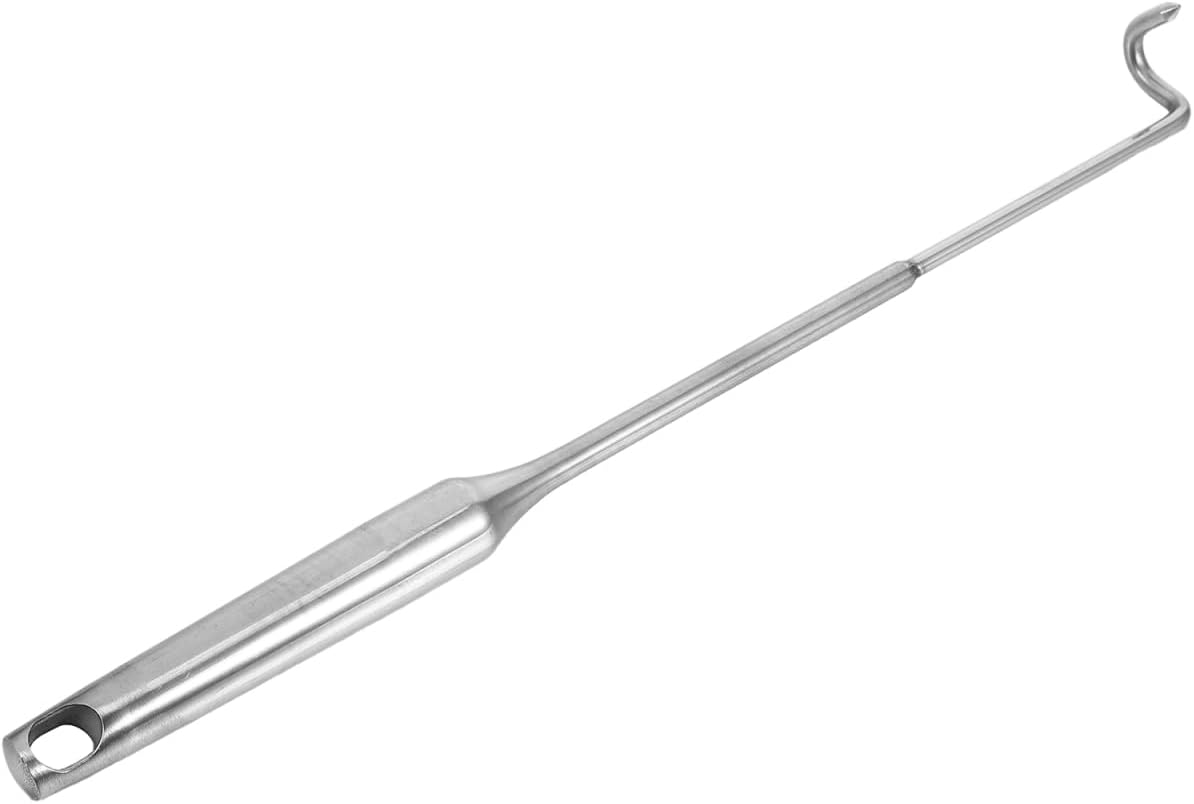 Garneck Heavy Duty Stainless Steel Fire Pit Poker Hook with Ergonomic Handle for Firewood Management Multipurpose Fireplace Tool for Outdoor BBQ Campfire and Fireplace Safety